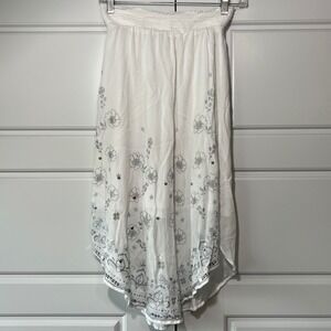 Justice Girls White Floral Sequin Hi Low Skirt‎ Size 8